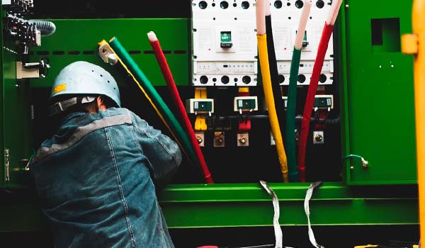 Worker Fixing Electrical Wiring