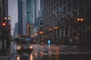 Chicago bus causing pedestrian accident