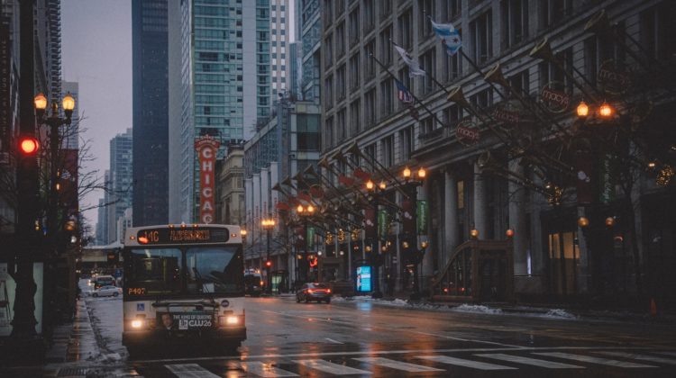 Chicago bus causing pedestrian accident